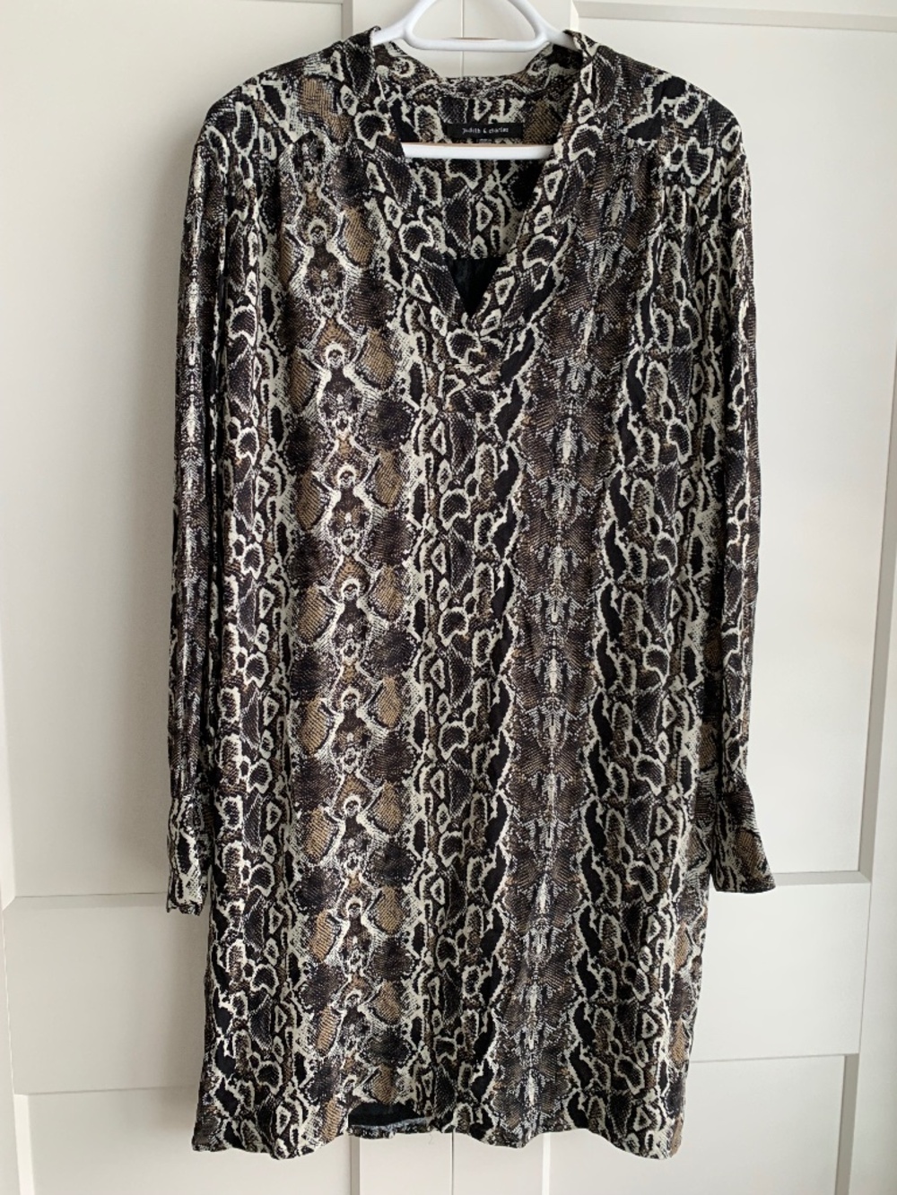 Judith& Charles Animal snake Print V-Neck Tunic Dress in Brown and Black size 6